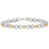4.26 Carat (ctw) Sterling Silver Real Oval Cut Citrine & Round Cut White Diamond Ladies Infinity Link Tennis Bracelet