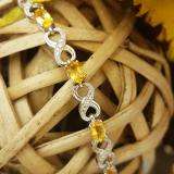 4.26 Carat (ctw) Sterling Silver Real Oval Cut Citrine & Round Cut White Diamond Ladies Infinity Link Tennis Bracelet