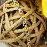 4.26 Carat (ctw) Sterling Silver Real Oval Cut Citrine & Round Cut White Diamond Ladies Infinity Link Tennis Bracelet