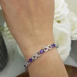 4.49 Carat (ctw) Sterling Silver Real Oval Cut Amethyst & Round Cut White Diamond Ladies Infinity Link Tennis Bracelet