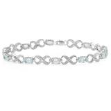 4.69 Carat (ctw) Sterling Silver Real Oval Cut Blue Topaz & Round Cut White Diamond Ladies Infinity Link Tennis Bracelet