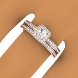 0.50 Carat (ctw) 10K Rose Gold Round Cut Diamond Ladies Bridal Halo Engagement Ring With Matching Band Set 1/2 CT