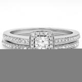 0.50 Carat (ctw) 14K White Gold Round Cut Diamond Ladies Bridal Halo Engagement Ring With Matching Band Set 1/2 CT