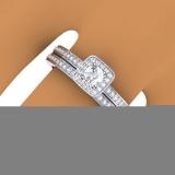0.50 Carat (ctw) 14K White Gold Round Cut Diamond Ladies Bridal Halo Engagement Ring With Matching Band Set 1/2 CT