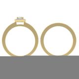 0.50 Carat (ctw) 14K Yellow Gold Round Cut Diamond Ladies Bridal Halo Engagement Ring With Matching Band Set 1/2 CT