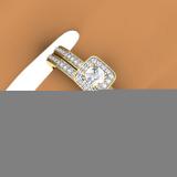 0.50 Carat (ctw) 14K Yellow Gold Round Cut Diamond Ladies Bridal Halo Engagement Ring With Matching Band Set 1/2 CT
