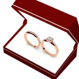 0.50 Carat (ctw) 18K Rose Gold Round Cut Diamond Ladies Bridal Halo Engagement Ring With Matching Band Set 1/2 CT
