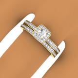 0.50 Carat (ctw) 18K Yellow Gold Round Cut Diamond Ladies Bridal Halo Engagement Ring With Matching Band Set 1/2 CT