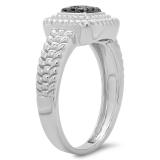0.12 Carat (ctw) Sterling Silver Round Cut Black Diamond Ladies Bridal Vintage Engagement Promise Ring