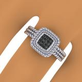 0.12 Carat (ctw) Sterling Silver Round Cut Black Diamond Ladies Bridal Vintage Engagement Promise Ring