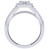 0.55 Carat (ctw) 10K White Gold Round Cut Diamond Ladies Split Shank Bridal Cluster Engagement Ring 1/2 CT