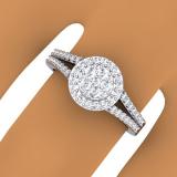 0.55 Carat (ctw) 10K White Gold Round Cut Diamond Ladies Split Shank Bridal Cluster Engagement Ring 1/2 CT
