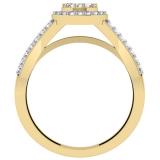 0.55 Carat (ctw) 10K Yellow Gold Round Cut Diamond Ladies Split Shank Bridal Cluster Engagement Ring 1/2 CT