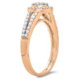 0.55 Carat (ctw) 18K Rose Gold Round Cut Diamond Ladies Split Shank Bridal Cluster Engagement Ring 1/2 CT