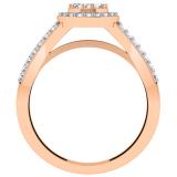 0.55 Carat (ctw) 18K Rose Gold Round Cut Diamond Ladies Split Shank Bridal Cluster Engagement Ring 1/2 CT