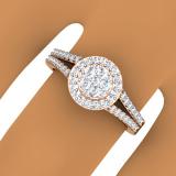 0.55 Carat (ctw) 18K Rose Gold Round Cut Diamond Ladies Split Shank Bridal Cluster Engagement Ring 1/2 CT