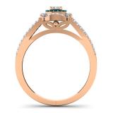 0.40 Carat (ctw) 10K Rose Gold Round Cut Blue & White Diamond Ladies Bridal Split Shank Halo Engagement Ring