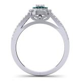 0.40 Carat (ctw) 10K White Gold Round Cut Blue & White Diamond Ladies Bridal Split Shank Halo Engagement Ring