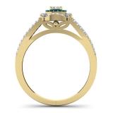 0.40 Carat (ctw) 14K Yellow Gold Round Cut Blue & White Diamond Ladies Bridal Split Shank Halo Engagement Ring