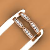 0.35 Carat (ctw) 14K Rose Gold Round Cut Diamond Ladies Milgrain Anniversary Wedding Band Guard Double Ring 1/3 CT