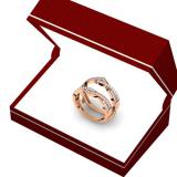0.45 Carat (ctw) 14K Rose Gold Round Cut Diamond Ladies Anniversary Wedding Band Swirl Enhancer Guard Double Ring 1/2 CT