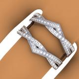0.45 Carat (ctw) 14K White Gold Round Cut Diamond Ladies Anniversary Wedding Band Swirl Enhancer Guard Double Ring 1/2 CT