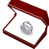 0.45 Carat (ctw) 14K White Gold Round Cut Diamond Ladies Anniversary Wedding Band Swirl Enhancer Guard Double Ring 1/2 CT