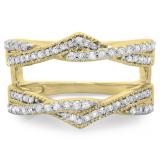 0.45 Carat (ctw) 14K Yellow Gold Round Cut Diamond Ladies Anniversary Wedding Band Swirl Enhancer Guard Double Ring 1/2 CT