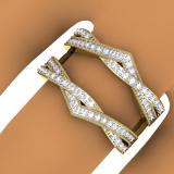 0.45 Carat (ctw) 14K Yellow Gold Round Cut Diamond Ladies Anniversary Wedding Band Swirl Enhancer Guard Double Ring 1/2 CT