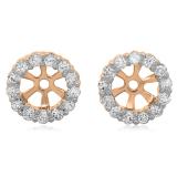 0.50 Carat (ctw) 10K Rose Gold Round Cut Diamond Cluster Style Removable Jackets For Stud Earrings 1/2 CT