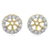 0.50 Carat (ctw) 10K Yellow Gold Round Cut Diamond Cluster Style Removable Jackets For Stud Earrings 1/2 CT