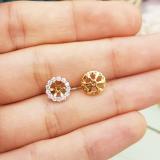0.50 Carat (ctw) 10K Yellow Gold Round Cut Diamond Cluster Style Removable Jackets For Stud Earrings 1/2 CT