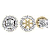 0.50 Carat (ctw) 14K Yellow Gold Round Cut Diamond Cluster Style Removable Jackets For Stud Earrings 1/2 CT