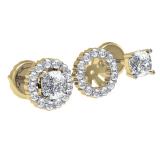 0.50 Carat (ctw) 14K Yellow Gold Round Cut Diamond Cluster Style Removable Jackets For Stud Earrings 1/2 CT