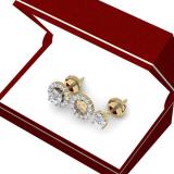0.50 Carat (ctw) 14K Yellow Gold Round Cut Diamond Cluster Style Removable Jackets For Stud Earrings 1/2 CT