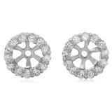0.50 Carat (ctw) 18K White Gold Round Cut Diamond Cluster Style Removable Jackets For Stud Earrings 1/2 CT