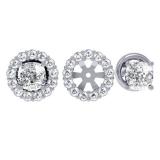 0.50 Carat (ctw) 18K White Gold Round Cut Diamond Cluster Style Removable Jackets For Stud Earrings 1/2 CT