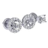 0.50 Carat (ctw) 18K White Gold Round Cut Diamond Cluster Style Removable Jackets For Stud Earrings 1/2 CT