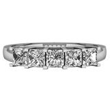 1.00 Carat (ctw) 10k White Gold Princess Cut White Diamond Ladies 5 Stone Bridal Wedding Band Anniversary Ring 1 CT