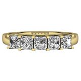 1.00 Carat (ctw) 14k Yellow Gold Princess Cut White Diamond Ladies 5 Stone Bridal Wedding Band Anniversary Ring 1 CT
