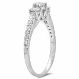 0.75 Carat (ctw) 10K White Gold Round Cut Diamond Ladies Bridal 3 Stone Engagement Ring 3/4 CT