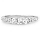 0.75 Carat (ctw) 10K White Gold Round Cut Diamond Ladies Bridal 3 Stone Engagement Ring 3/4 CT