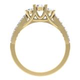 0.75 Carat (ctw) 10K Yellow Gold Round Cut Diamond Ladies Bridal 3 Stone Engagement Ring 3/4 CT