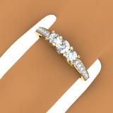 0.75 Carat (ctw) 10K Yellow Gold Round Cut Diamond Ladies Bridal 3 Stone Engagement Ring 3/4 CT