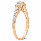 0.75 Carat (ctw) 14K Rose Gold Round Cut Diamond Ladies Bridal 3 Stone Engagement Ring 3/4 CT
