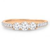 0.75 Carat (ctw) 14K Rose Gold Round Cut Diamond Ladies Bridal 3 Stone Engagement Ring 3/4 CT