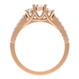 0.75 Carat (ctw) 14K Rose Gold Round Cut Diamond Ladies Bridal 3 Stone Engagement Ring 3/4 CT