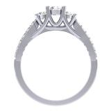 0.75 Carat (ctw) 14K White Gold Round Cut Diamond Ladies Bridal 3 Stone Engagement Ring 3/4 CT