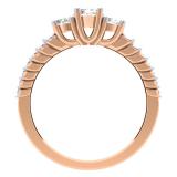 1.00 Carat (ctw) 14K Rose Gold Round Cut Diamond Ladies Bridal 3 Stone Engagement Ring 1 CT