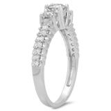 1.00 Carat (ctw) 14K White Gold Round Cut Diamond Ladies Bridal 3 Stone Engagement Ring 1 CT